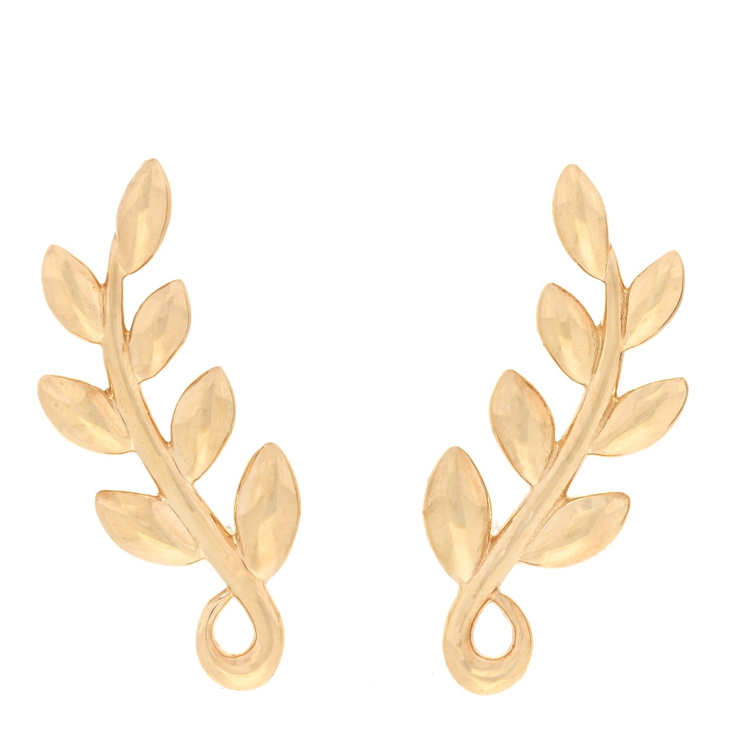 Tiffany 18K Yellow Gold Paloma Picasso Olive Leaf Climber Earrings 1 of 4