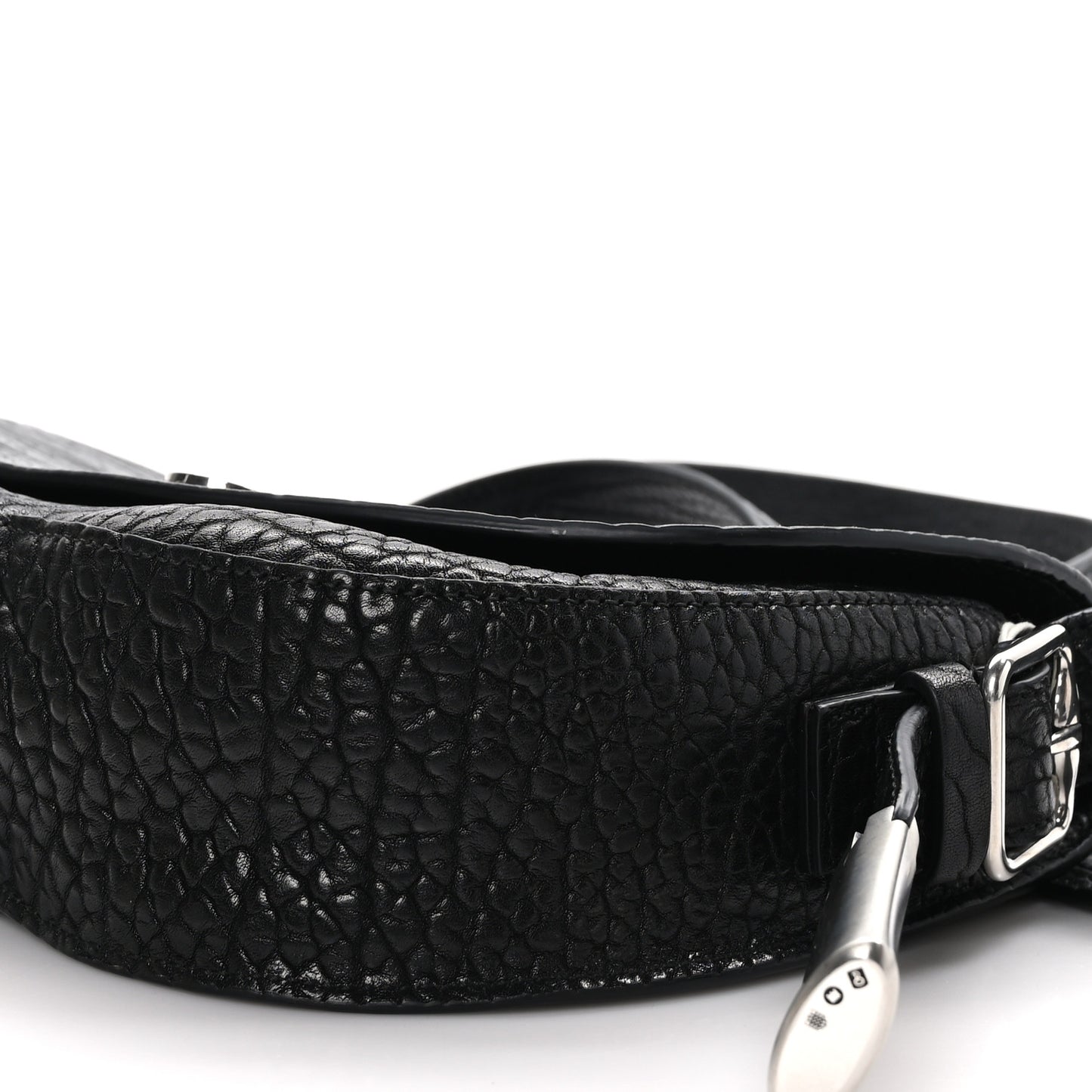 Grain Calfskin Chess Satchel Bag Black