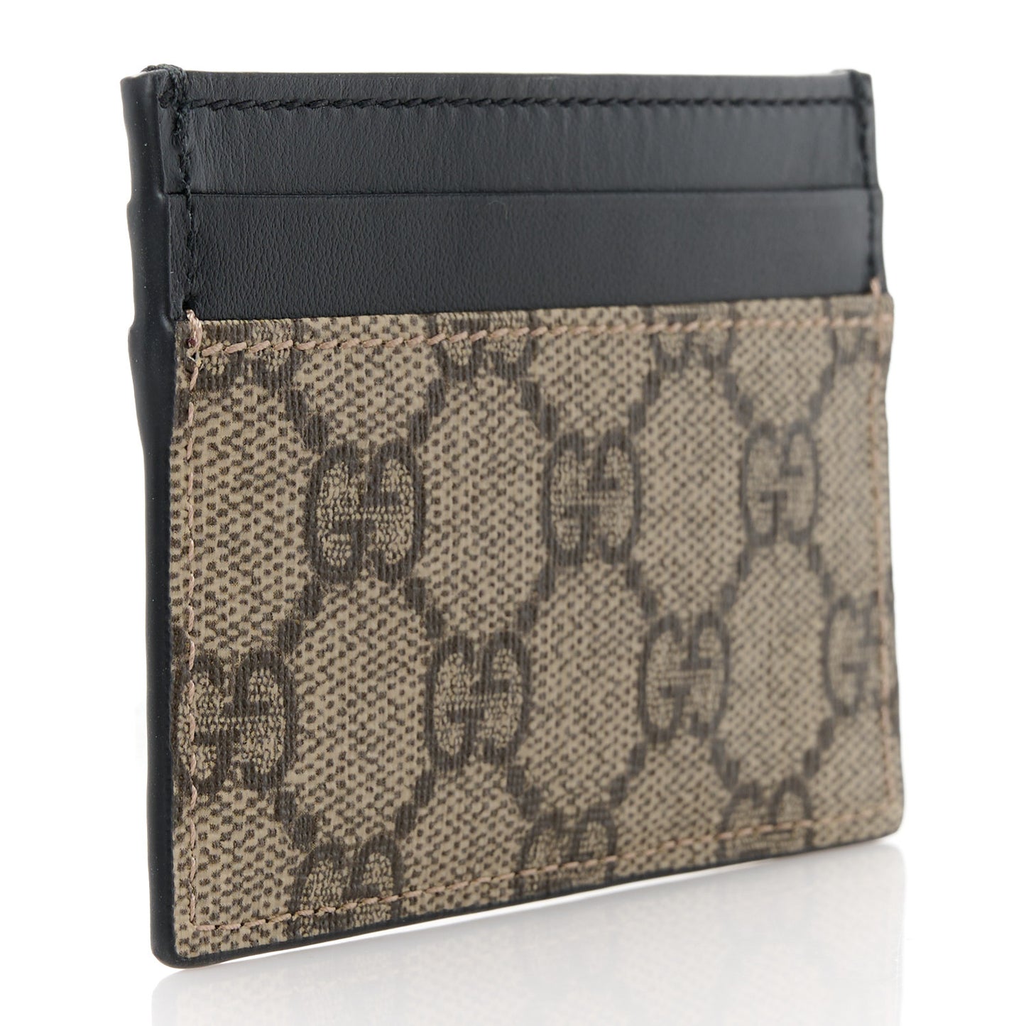GG Supreme Monogram Calfskin Card Holder Beige Black