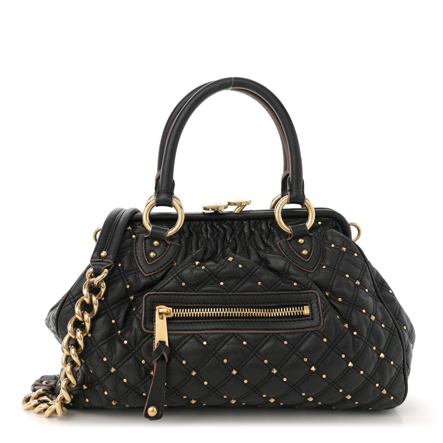 Marc Jacobs Calfskin Quilted Studded Stam Black 1 of 15