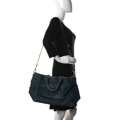 Prada Denim Large Logo Shopping Tote 2 of 10