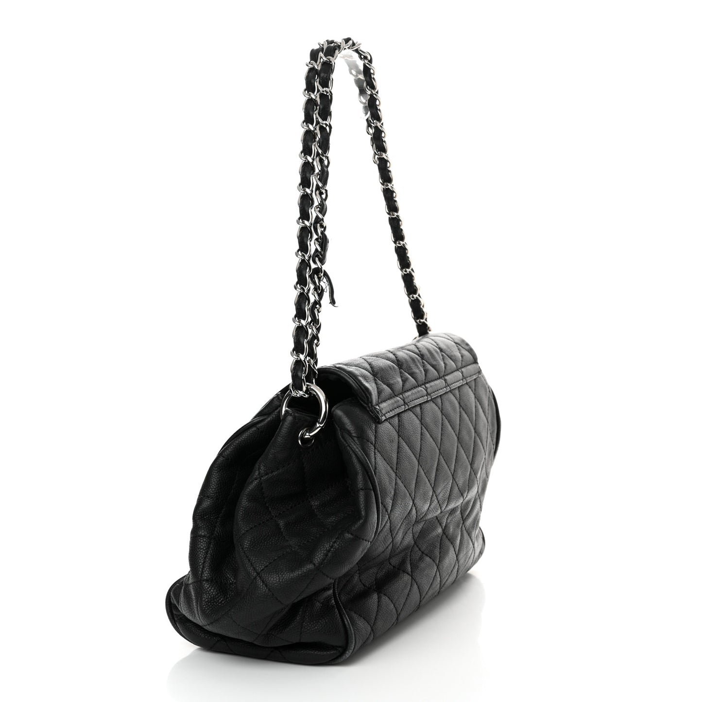 Caviar Quilted Timeless Accordion Flap Black