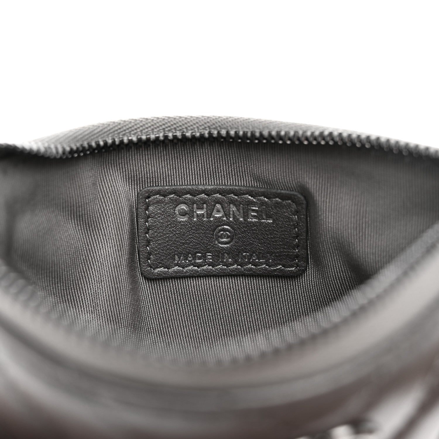 Chanel Crumpled Calfskin Chevron Quilted Studded Small Cosmetic Case Grey 6 of 7