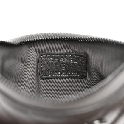 Chanel Crumpled Calfskin Chevron Quilted Studded Small Cosmetic Case Grey 6 of 7