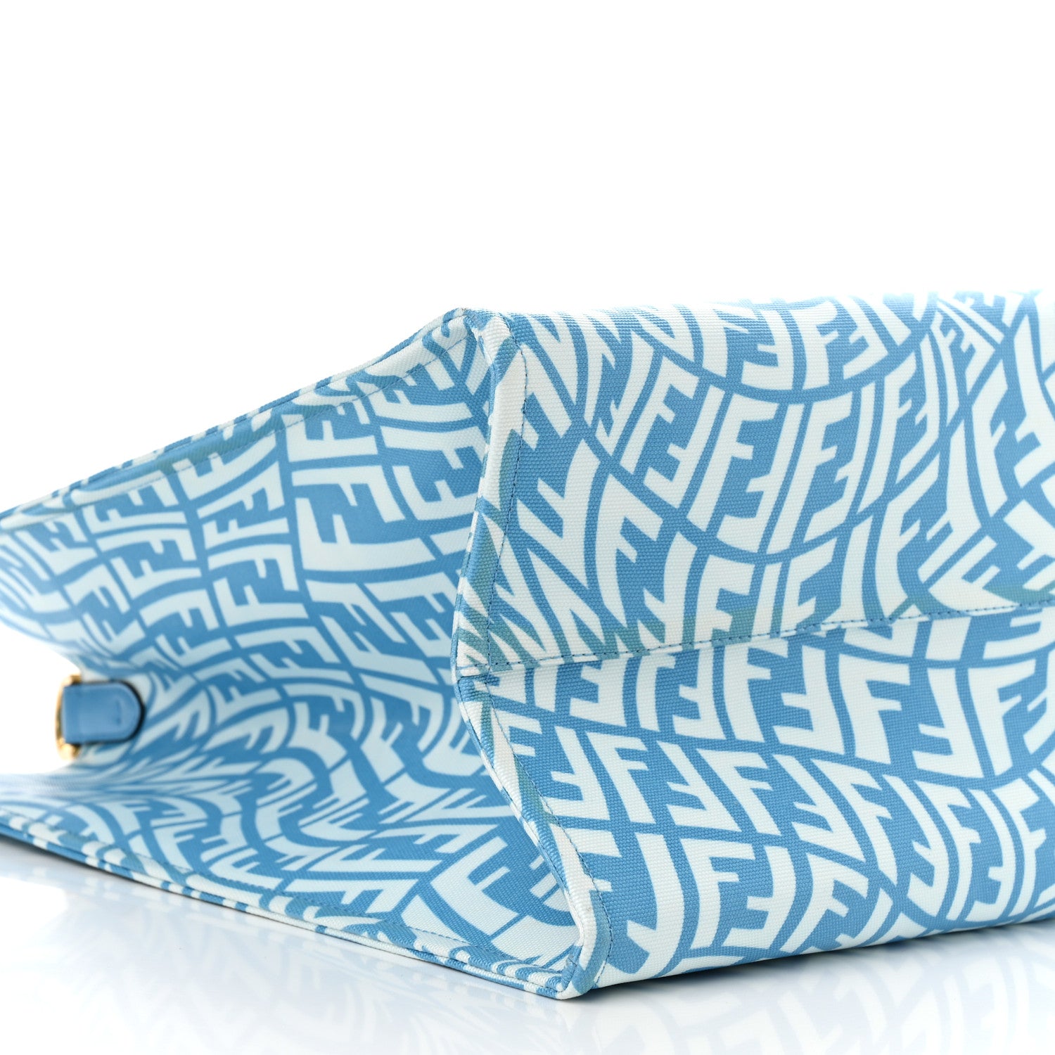 Fendi X SARAH COLEMAN Glazed Canvas Vitello King FF Vertigo Shopping Tote Bag Cyber Blue White 9 of 11