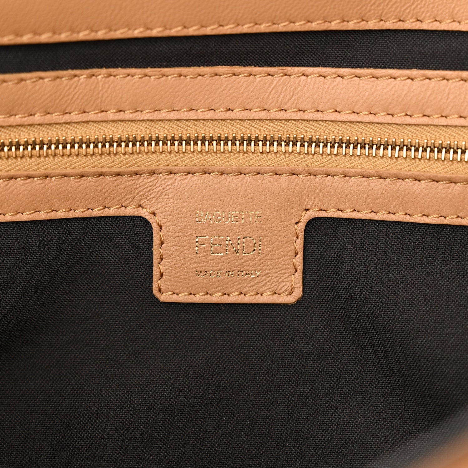Fendi Nappa FF 1974 Embossed Baguette Miele Scuro 6 of 11