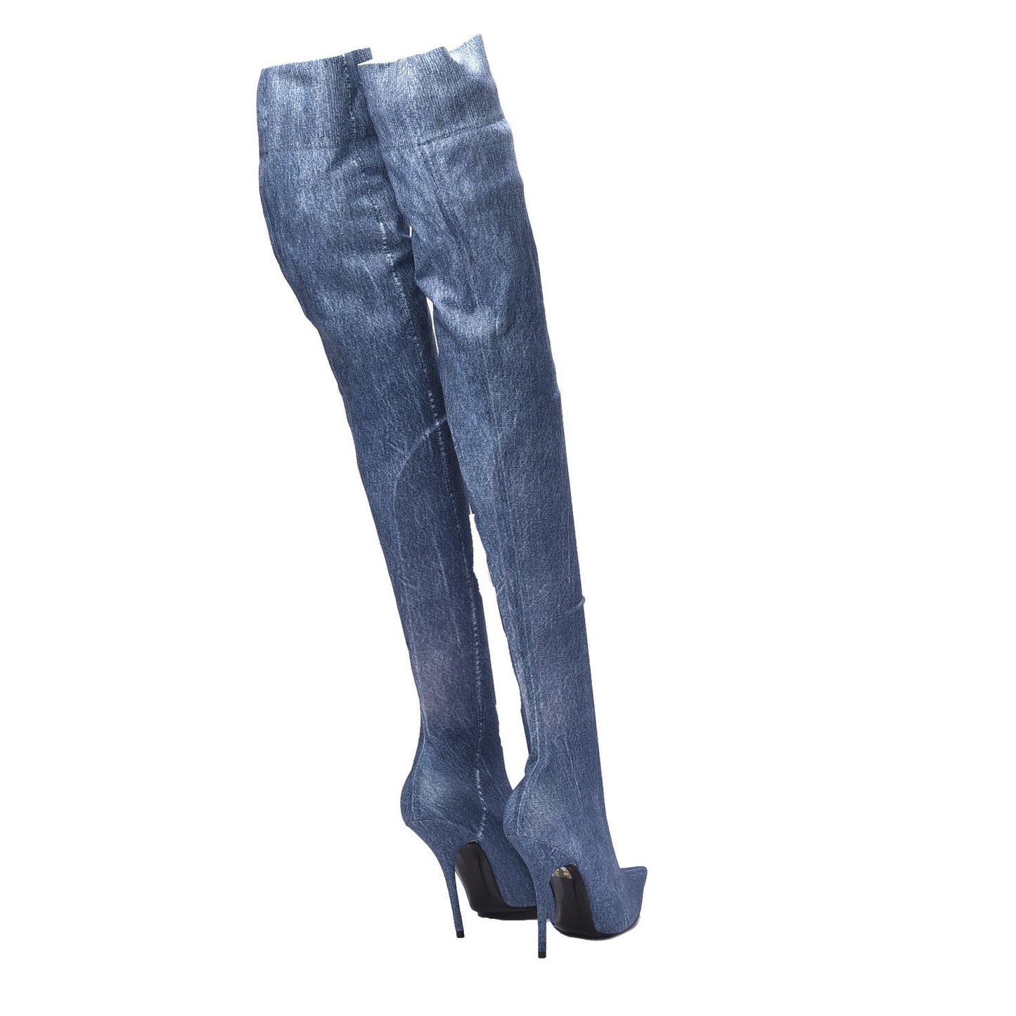 Denim Print Spandex Knife Over The Knee Boots 40