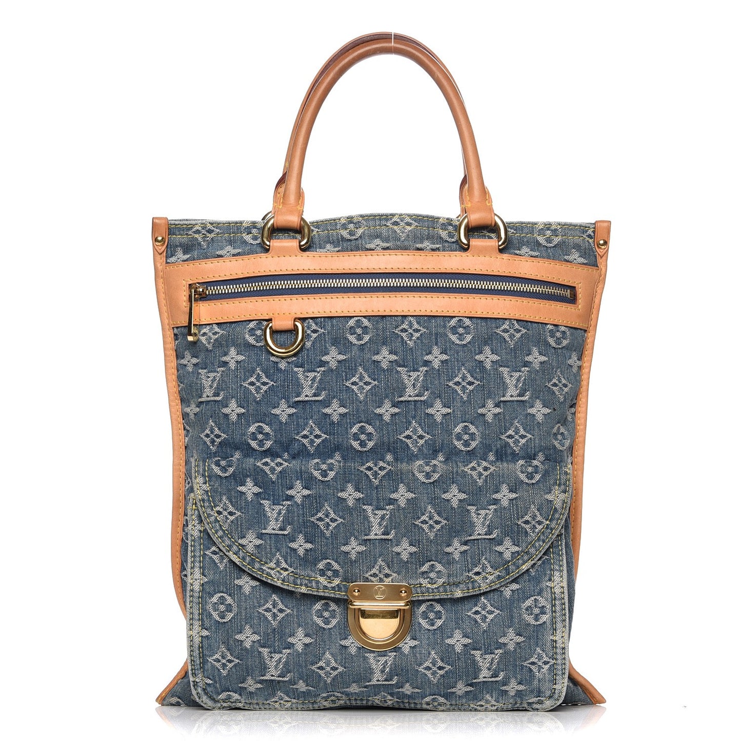 Monogram Denim Sac Plat Blue
