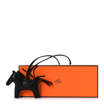 Hermes Milo Lambskin Matte Alligator Touch Grigri Rodeo Horse Bag Charm PM So Black 4 of 4