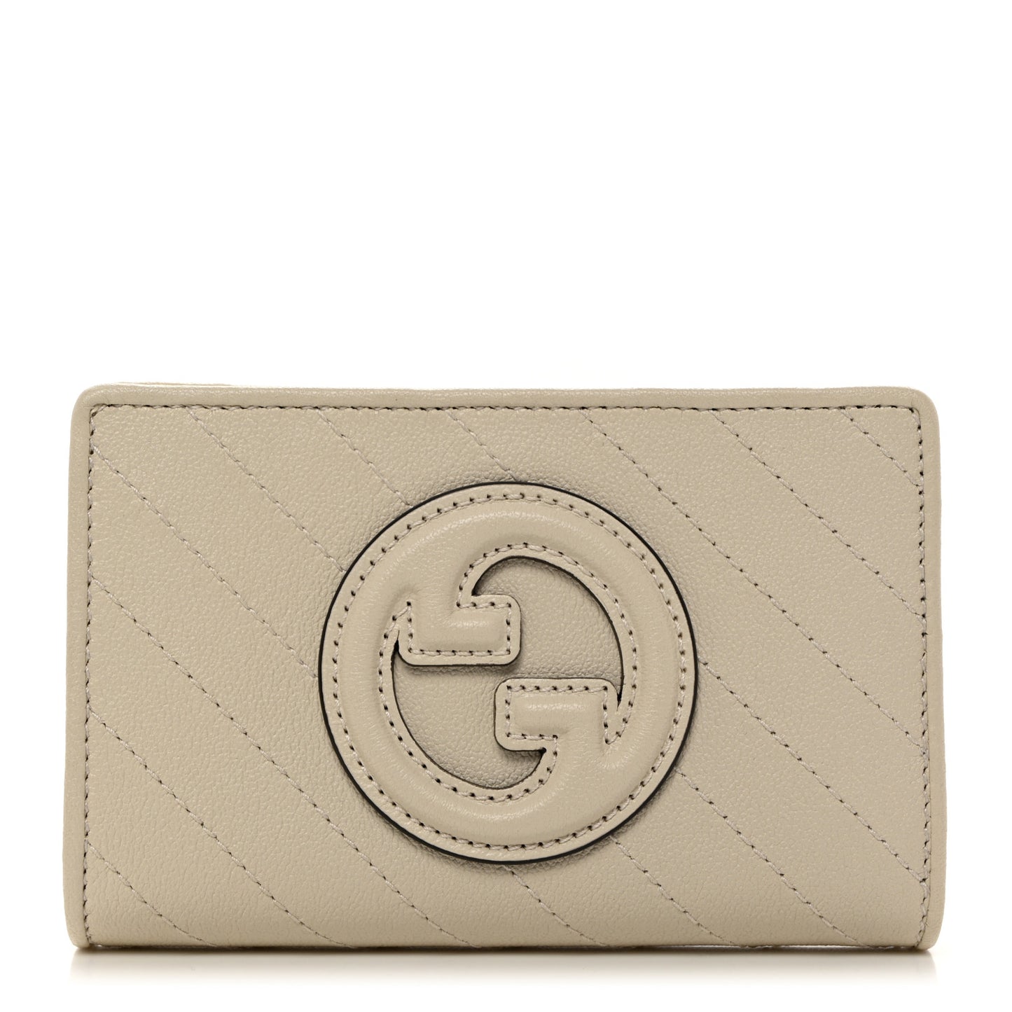 Sakai Be Green Calfskin Diagonal Stitched Blondie Travel Wallet Mystic White