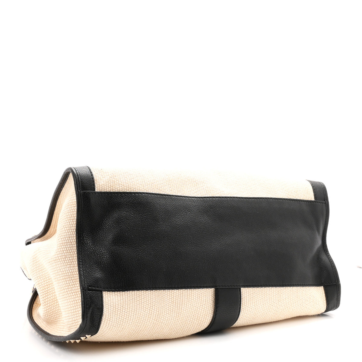 Gucci Canvas Calfskin Studded Large Soft Stirrup Shoulder Bag White Black 4 of 10