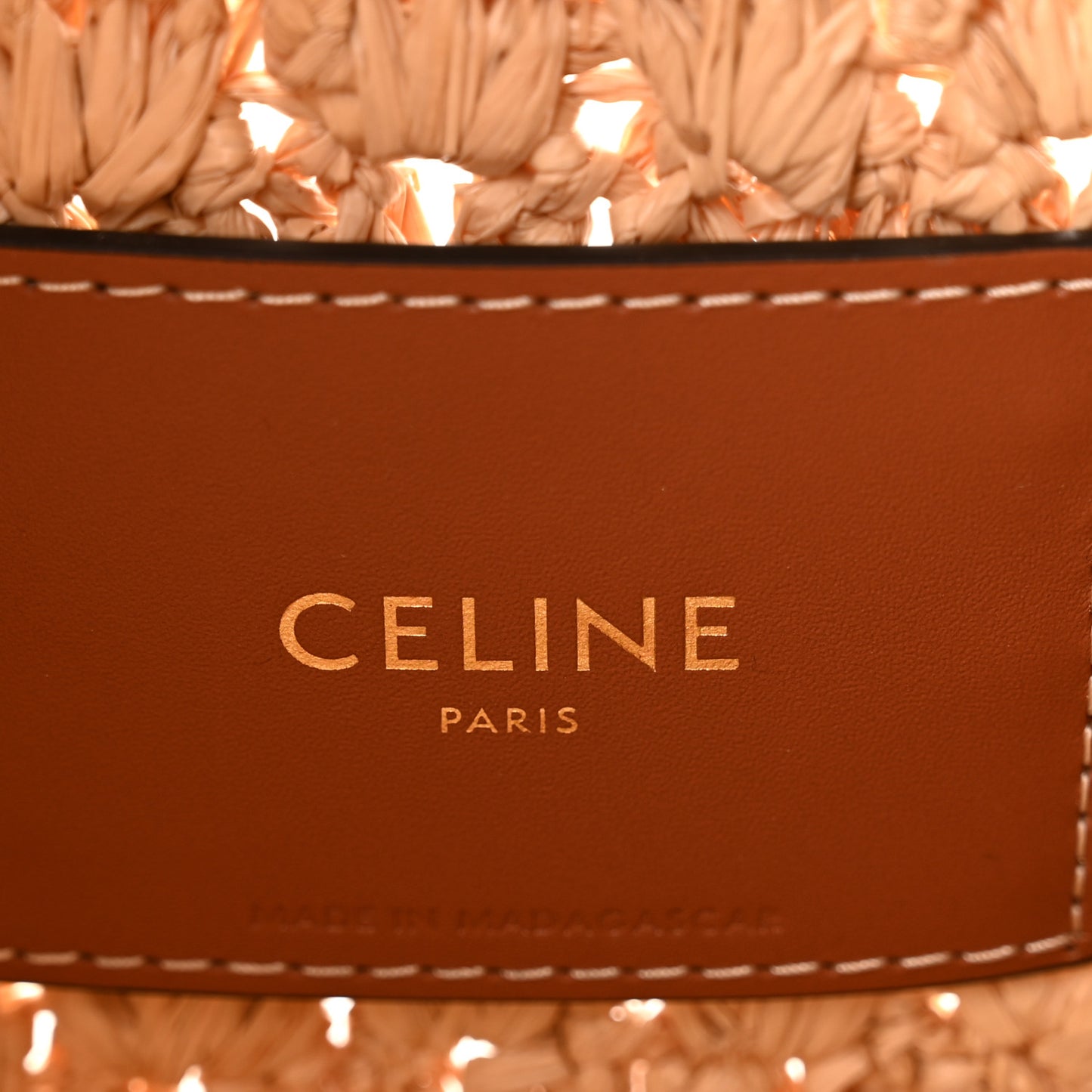 Raffia Calfskin Triomphe Panier Hobo Bag Natural Tan