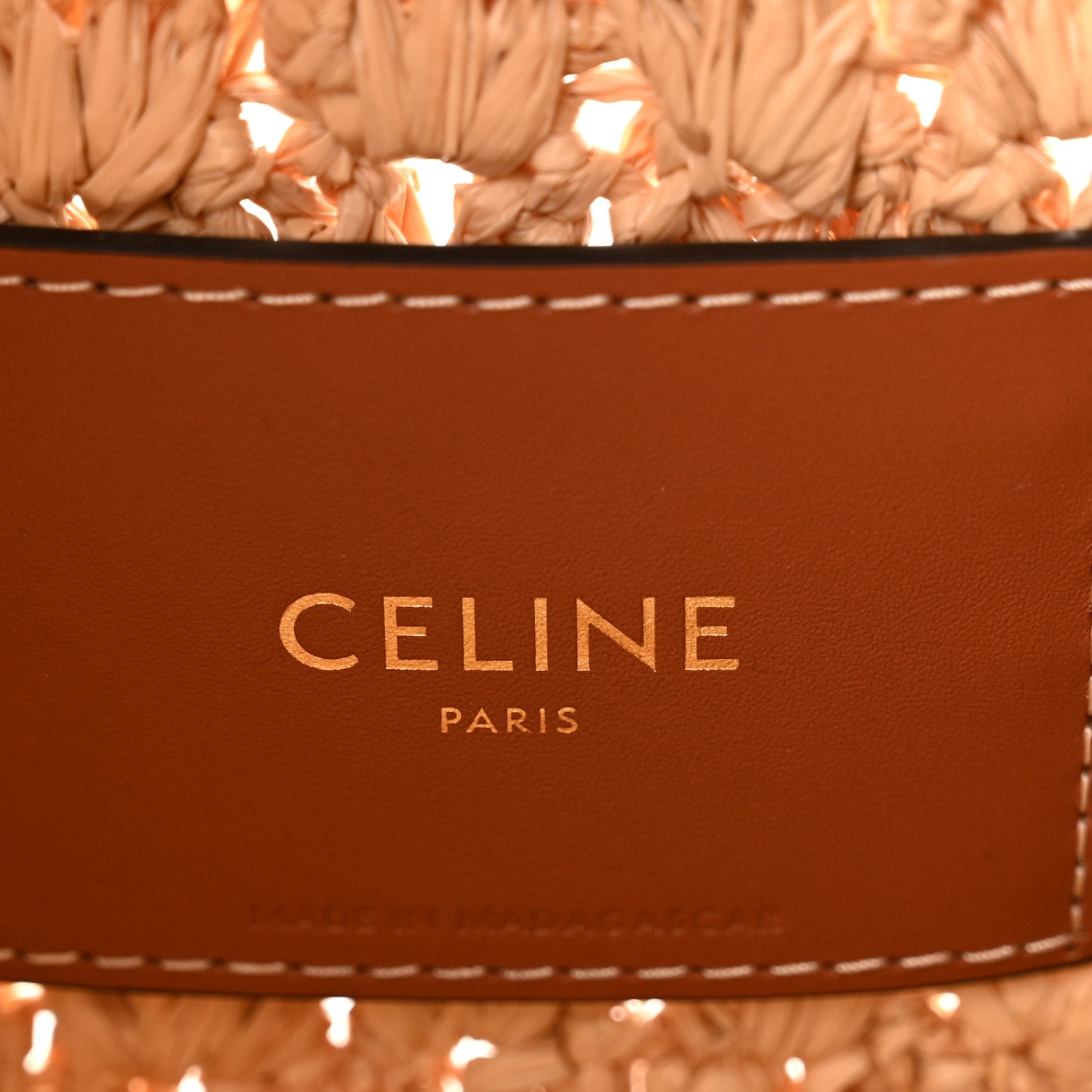 Celine Raffia Calfskin Triomphe Panier Hobo Bag Natural Tan 6 of 12