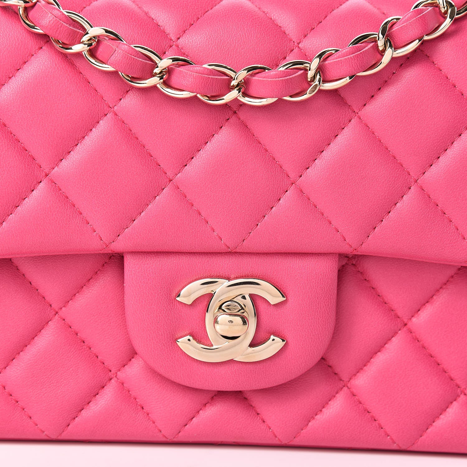 Chanel Lambskin Quilted Mini Rectangular Flap Fuchsia 10 of 21