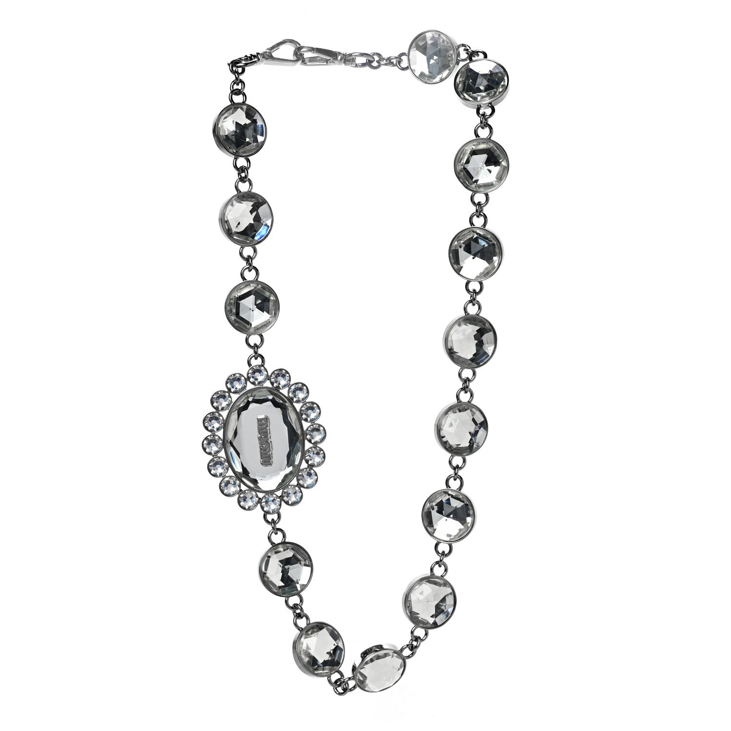 Miu Miu Nappa Matelasse Crystal Flap Clutch Cromo 8 of 12