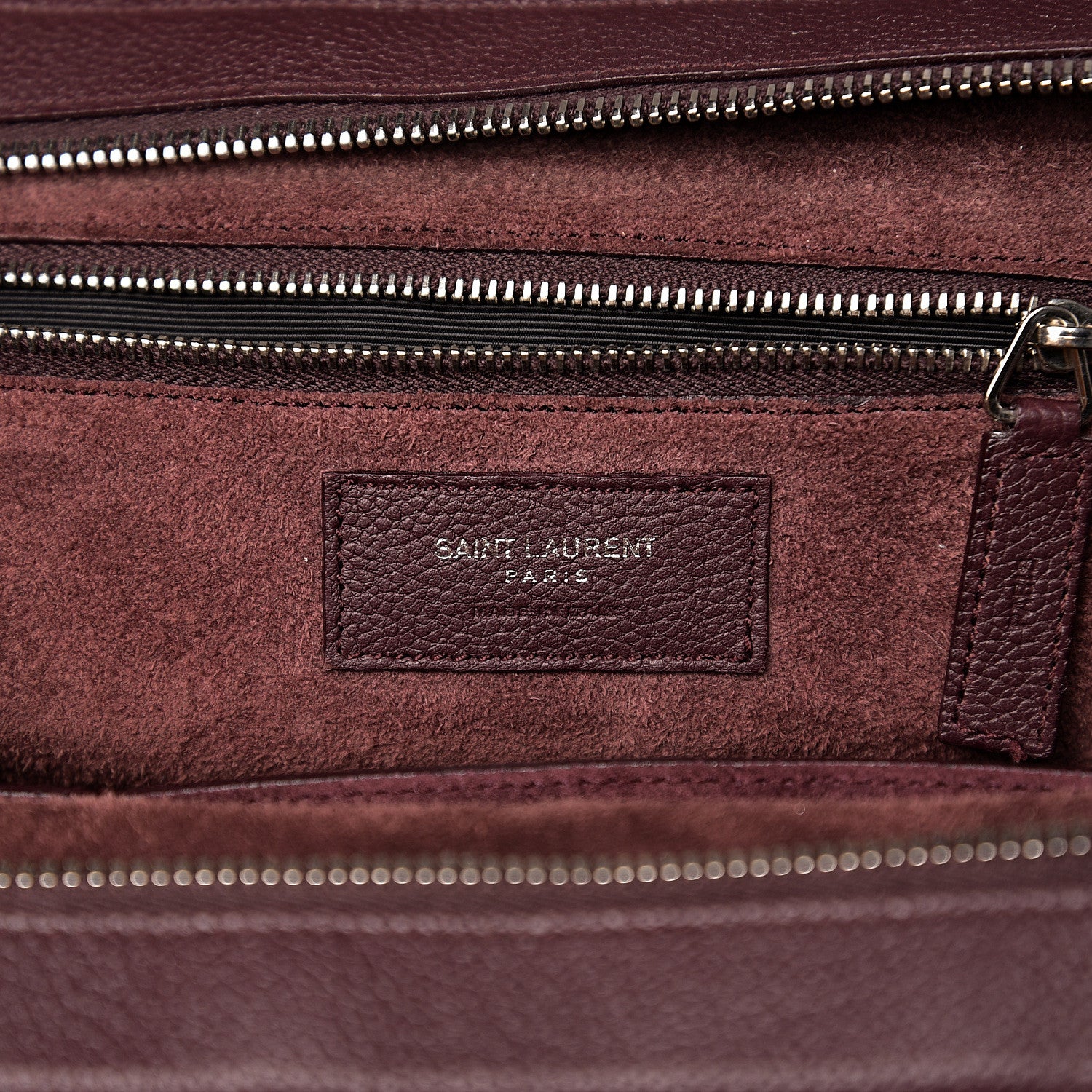 Saint Laurent Grained Calfskin Small Cabas Rive Gauche Amaranto 5 of 10