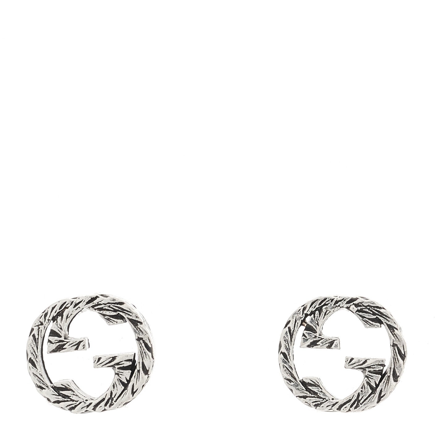Sterling Silver Textured Interlocking G Stud Earrings