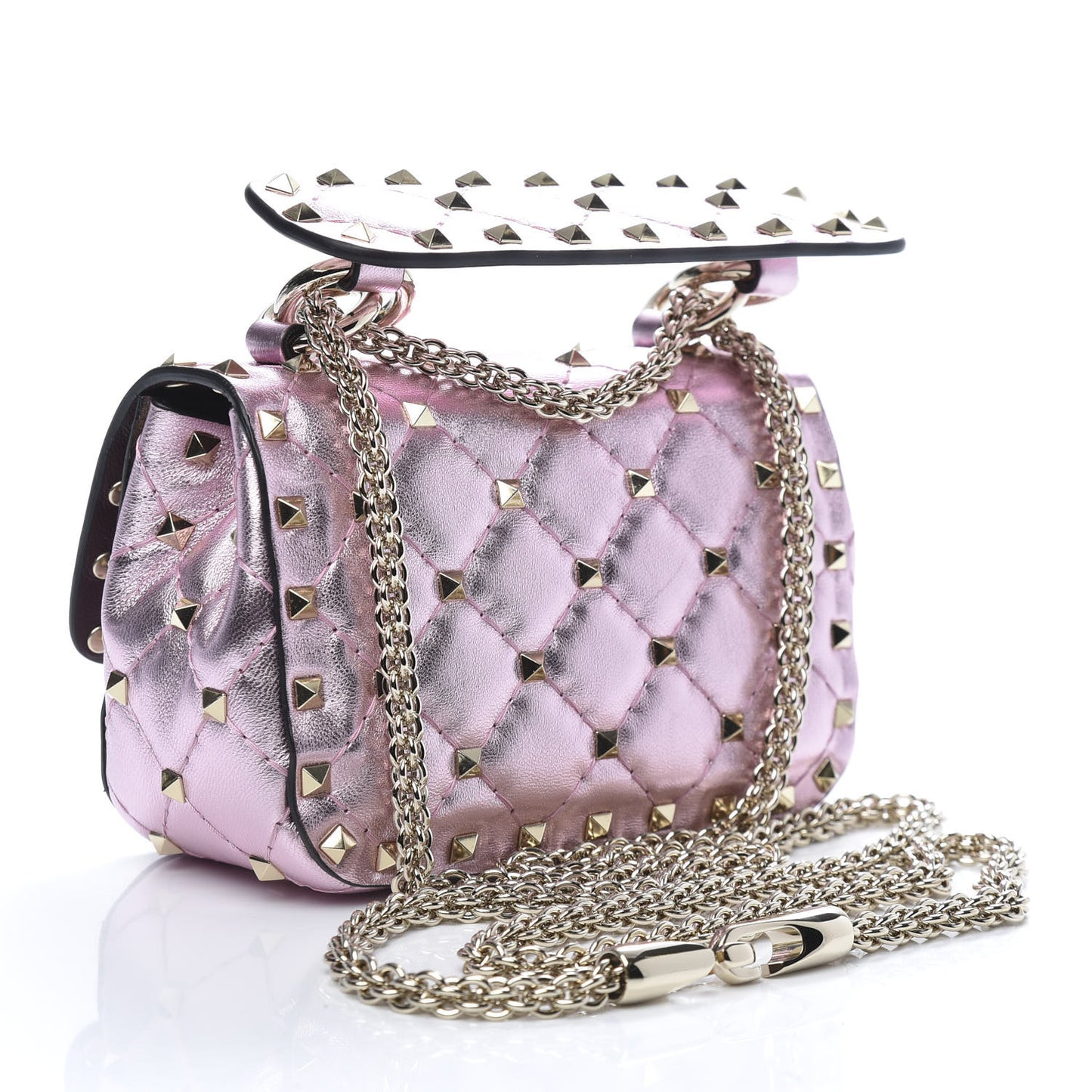 Metallic Nappa Micro Rockstud Spike Shoulder Bag Giacinto