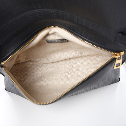 Loewe Calfskin Linen Embossed Small Messenger Bag Black 4 of 10
