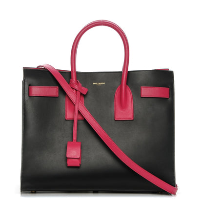 Saint Laurent Grained Calfskin Small Sac De Jour Black Pink 1 of 7