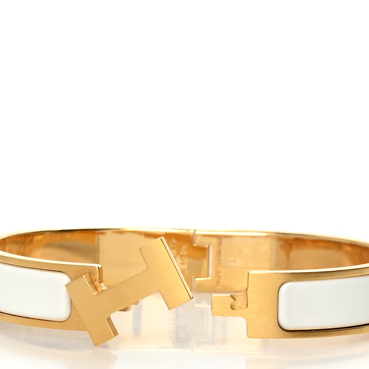 Hermes Matte Enamel Narrow Clic Clac HH Bracelet GM White 4 of 5