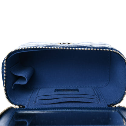 Chanel Lambskin Quilted Small Top Handle Vanity Case With Chain Dark Blue 4 of 10