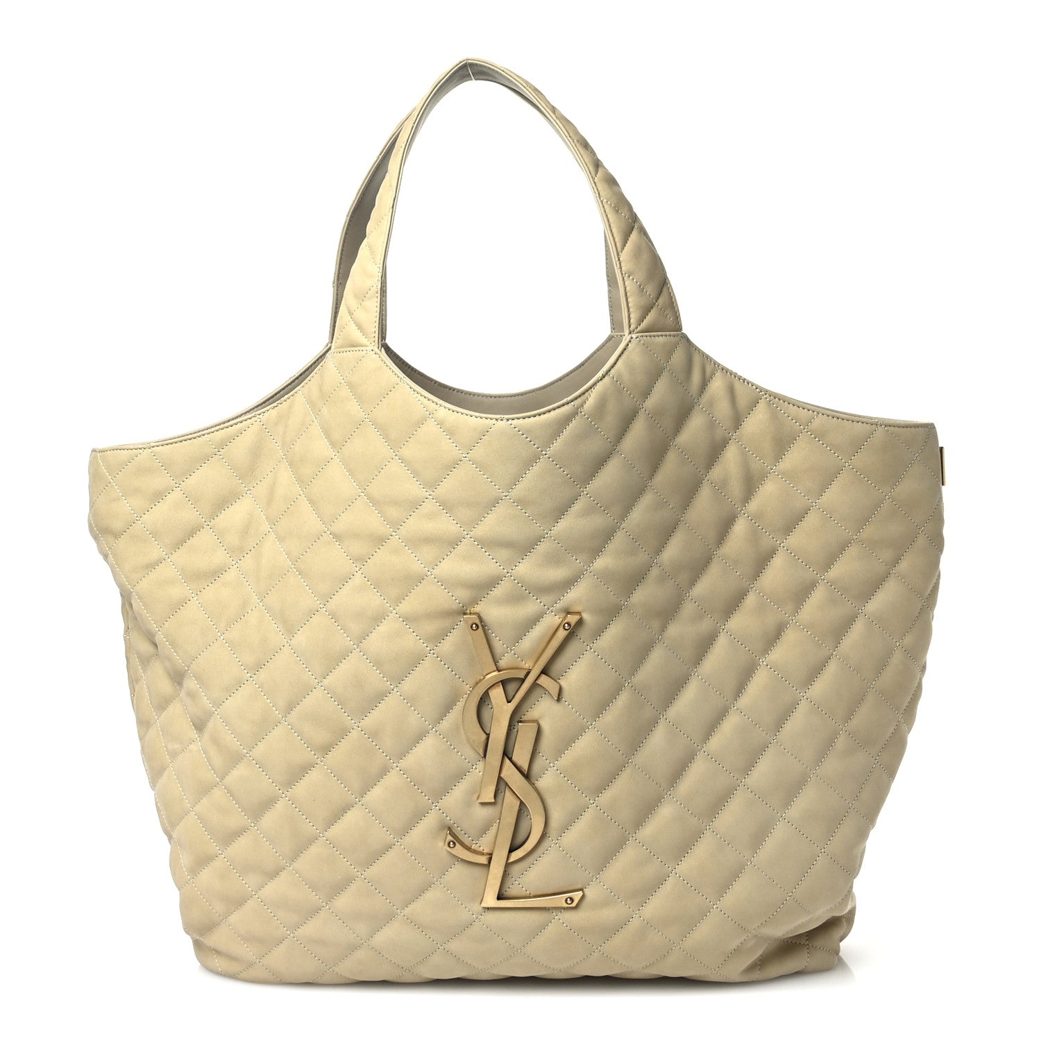 Saint Laurent Nubuck Suede Quilted Maxi Icare Shopping Tote Beige 1 of 11