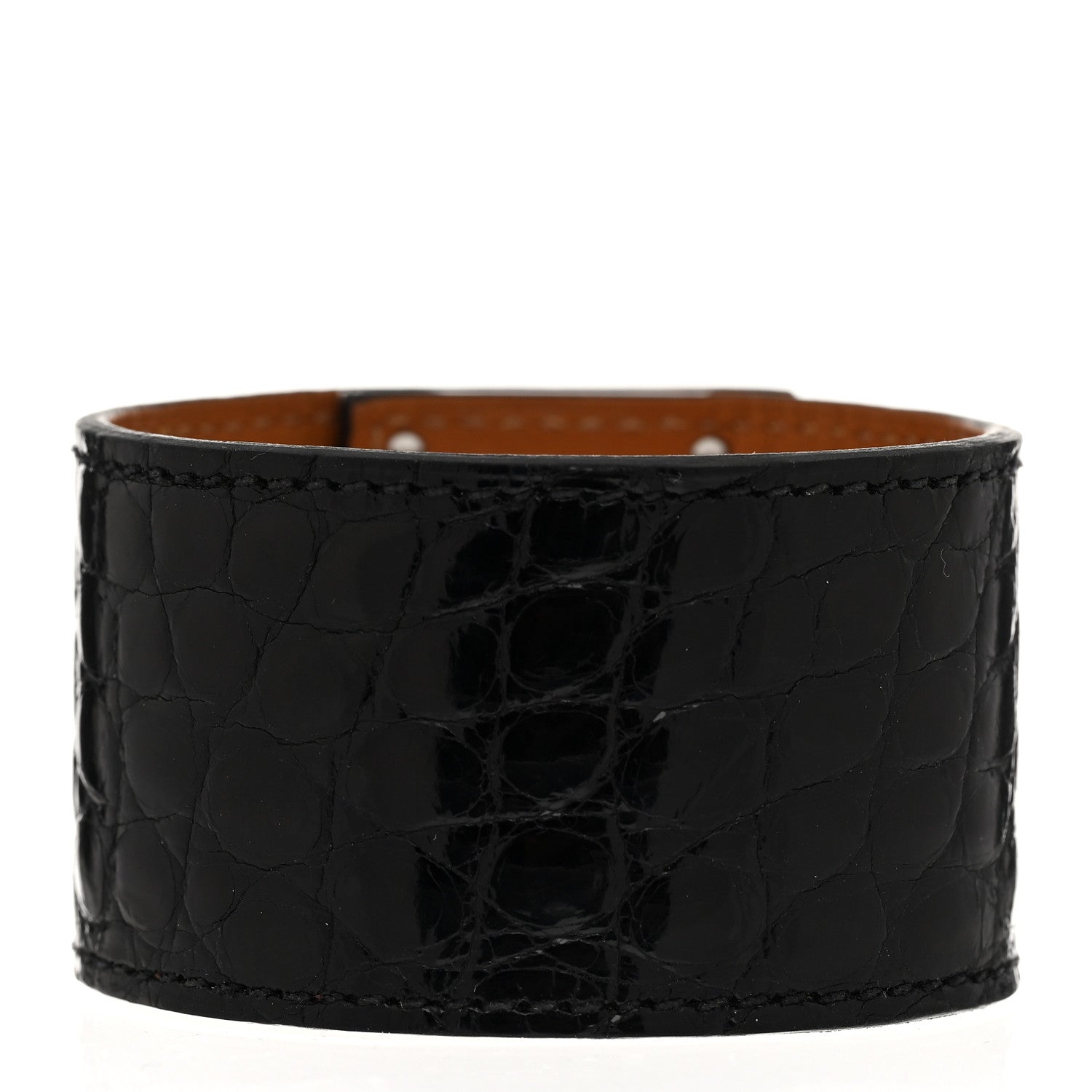 Hermes Shiny Alligator Kelly Dog Bracelet Black 3 of 5