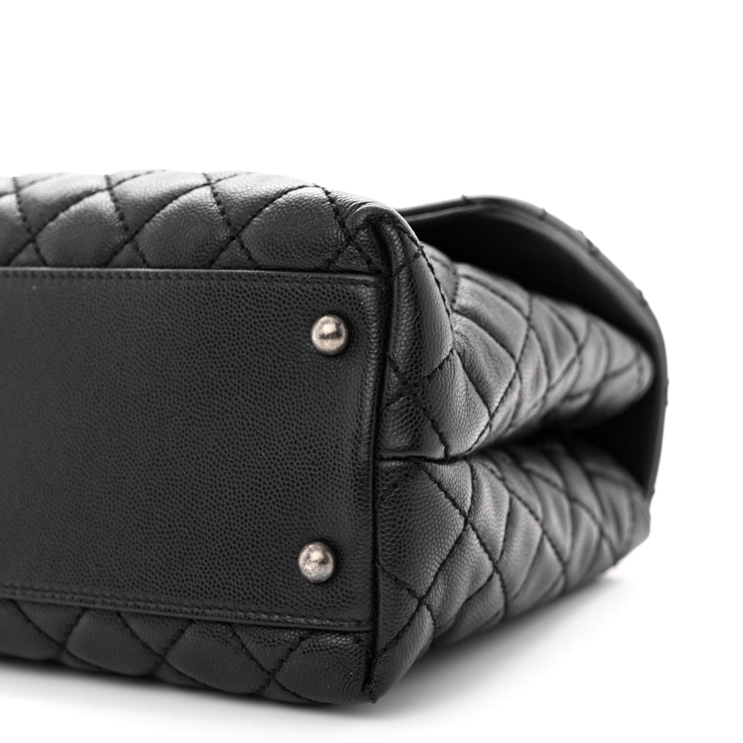 Caviar Lizard Quilted Medium Coco Handle Flap Black