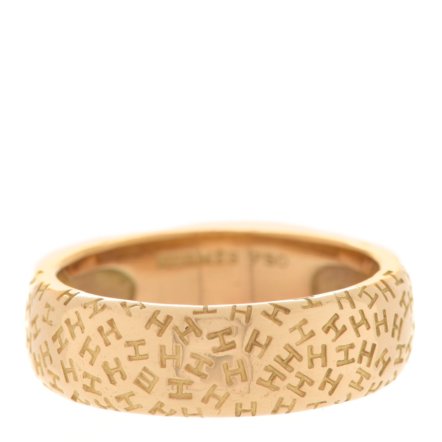 18K Yellow Gold H Logo Band Ring 57 8