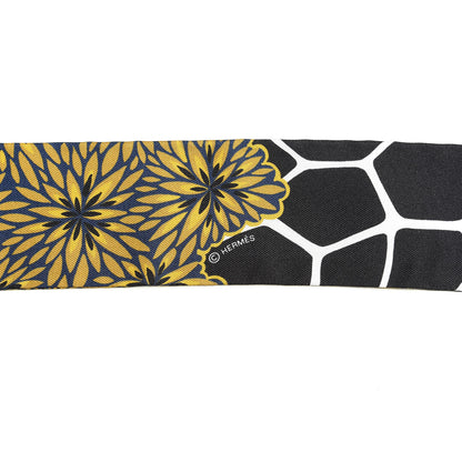 Hermes Silk Three Graces Twilly Black Gold Taupe 3 of 5