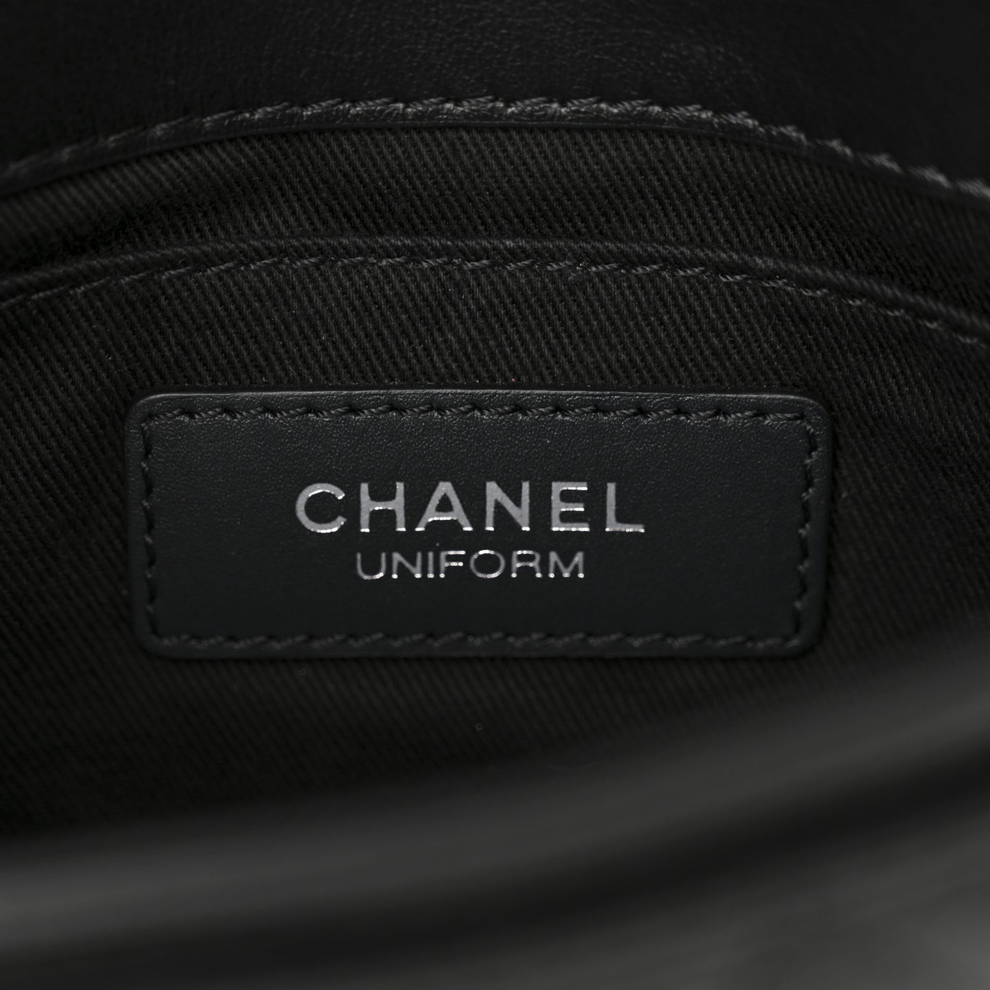 Calfskin Quilted CC Uniform Flap Belt Bag Black