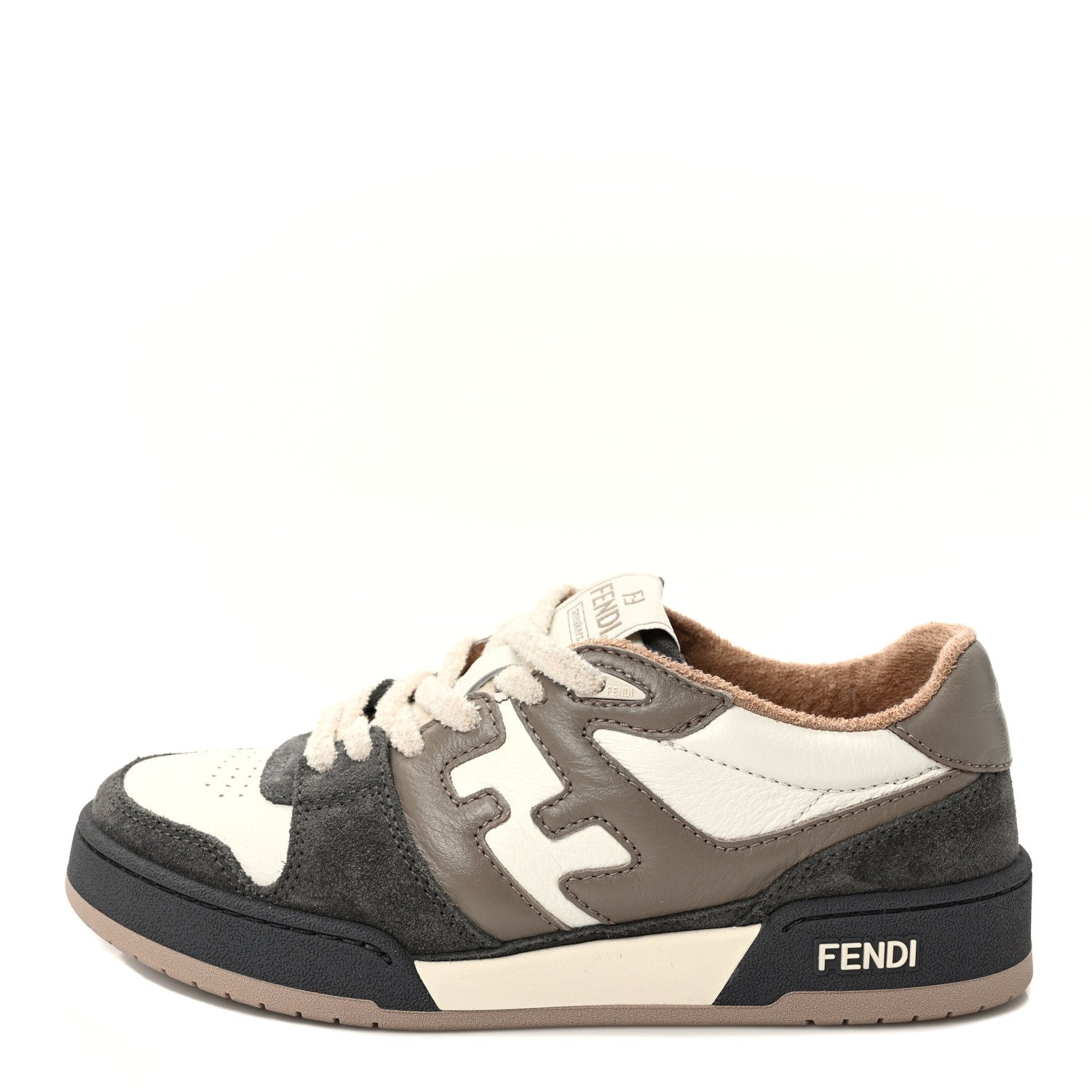 Fendi Suede Vitello Womens Fendi Match Low Top Sneakers 38 Grigio Corda Fendi White White Ice 1 of 10