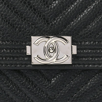 Chanel Caviar Chevron Quilted Boy Card Holder Wallet Black 8 of 11