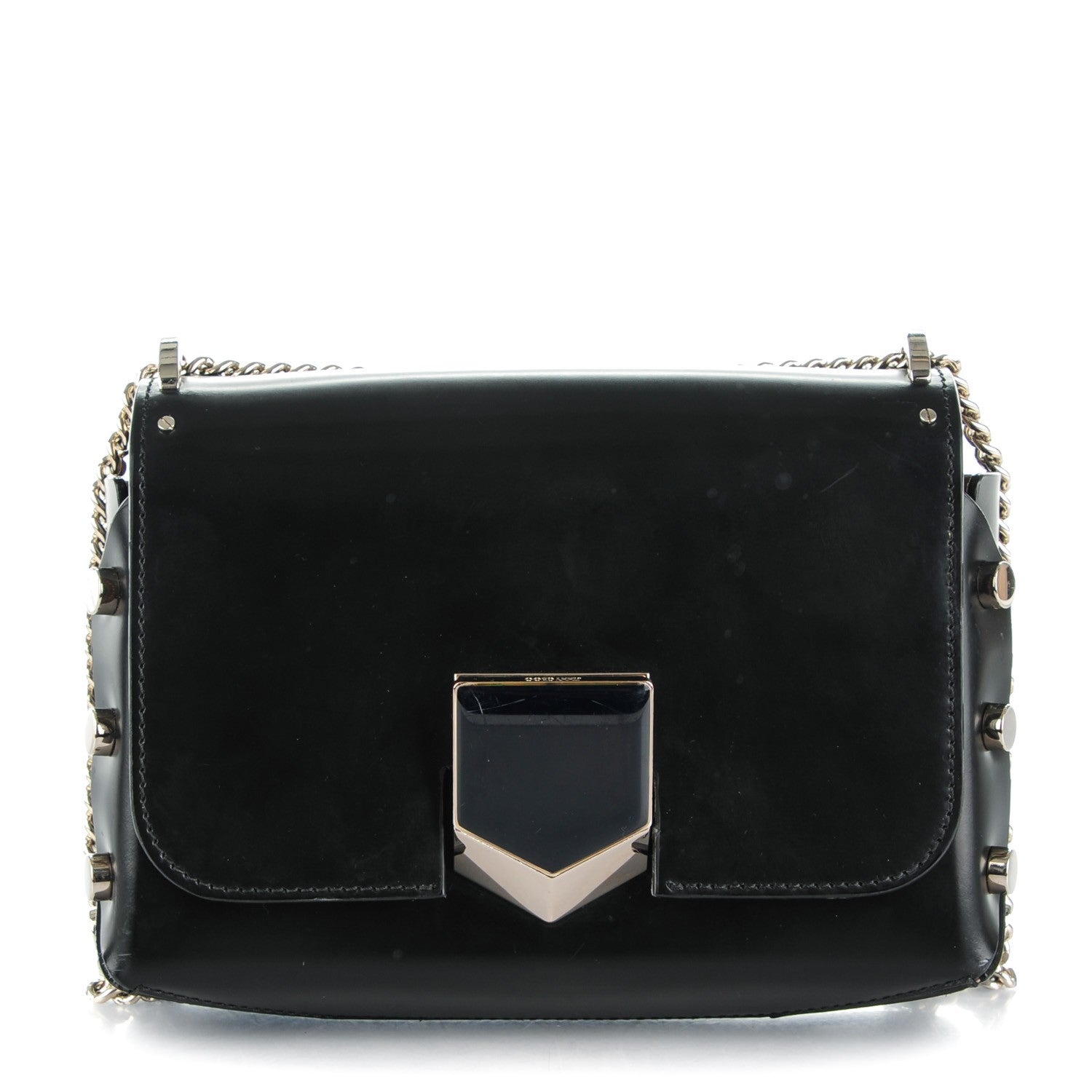 Jimmy Choo Spazzolato Lockett Petite Shoulder Bag Black 1 of 7