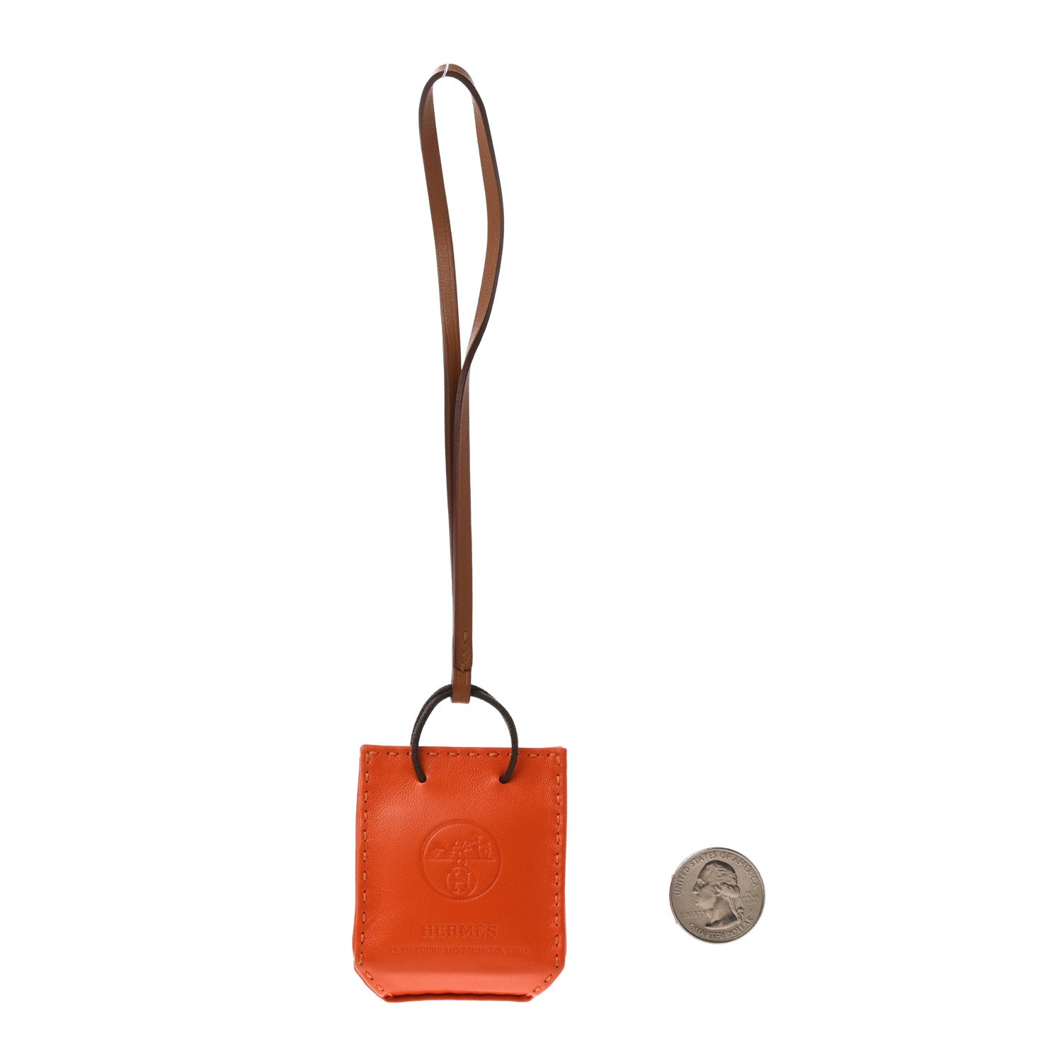 Hermes Milo Lambskin Swift Shopping Bag Charm Feu Gold 2 of 8
