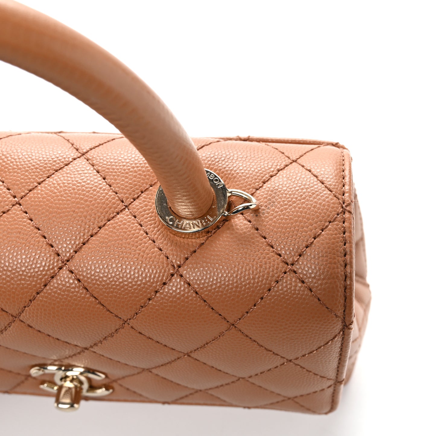 Caviar Quilted Mini Coco Handle Flap Brown