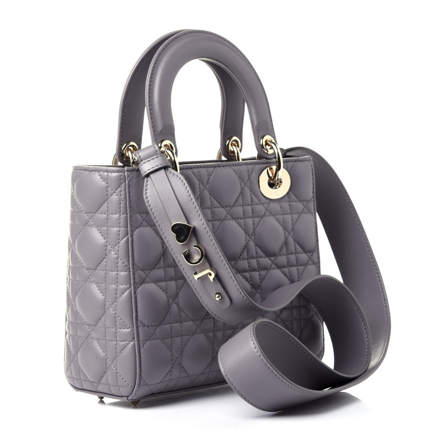 Christian Dior Lambskin Cannage Small My ABCDior Lady Dior Grey 2 of 5
