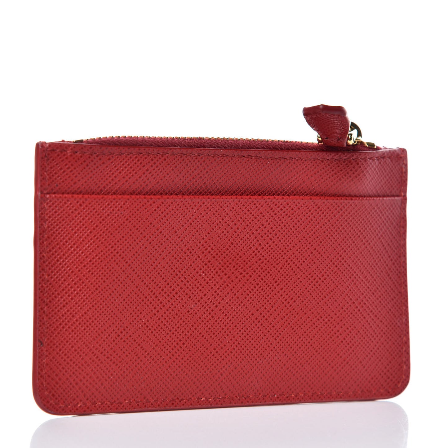 Saffiano Metal Coin Case Card Holder Fuoco