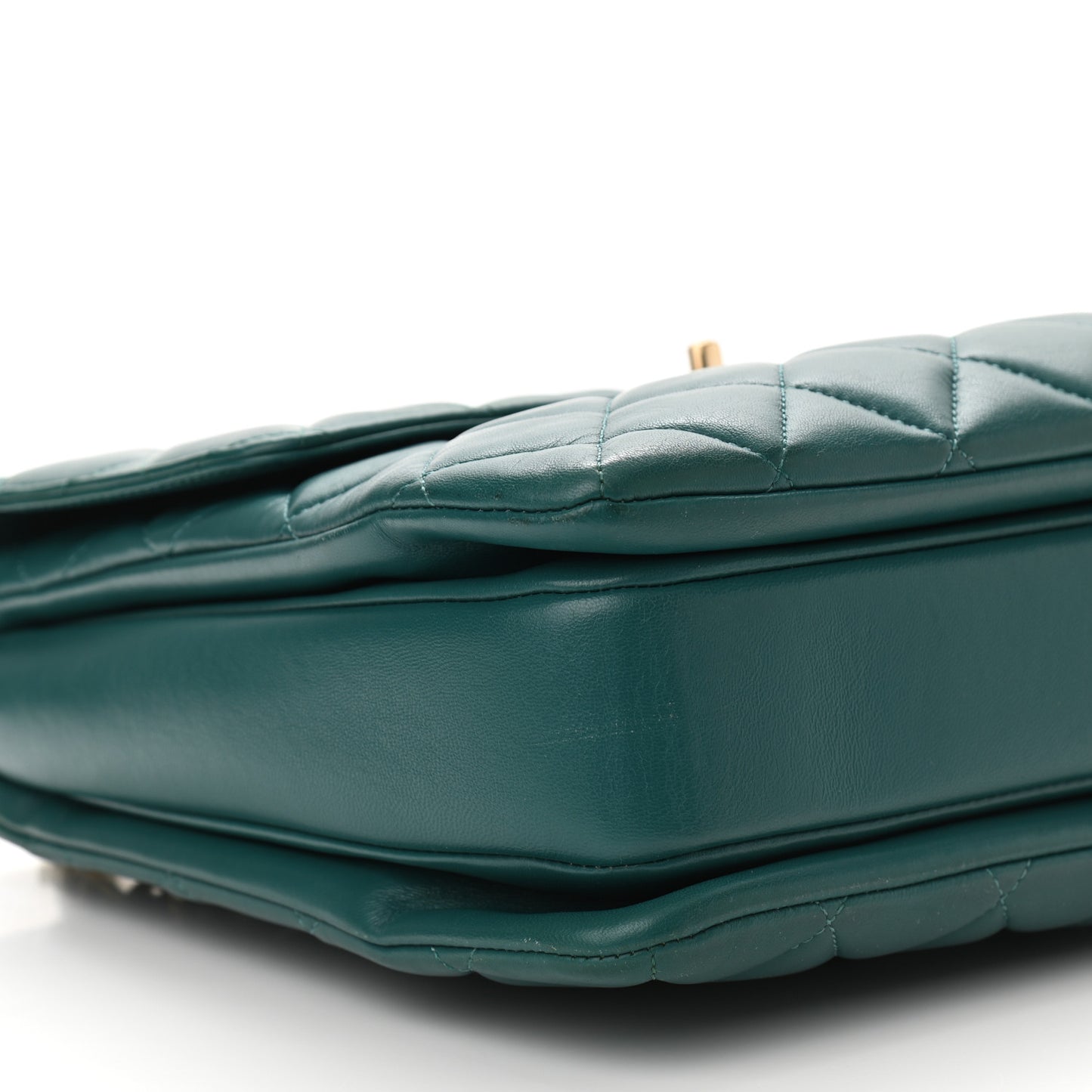 Lambskin Quilted Large Trendy CC Dual Handle Flap Bag Dark Green