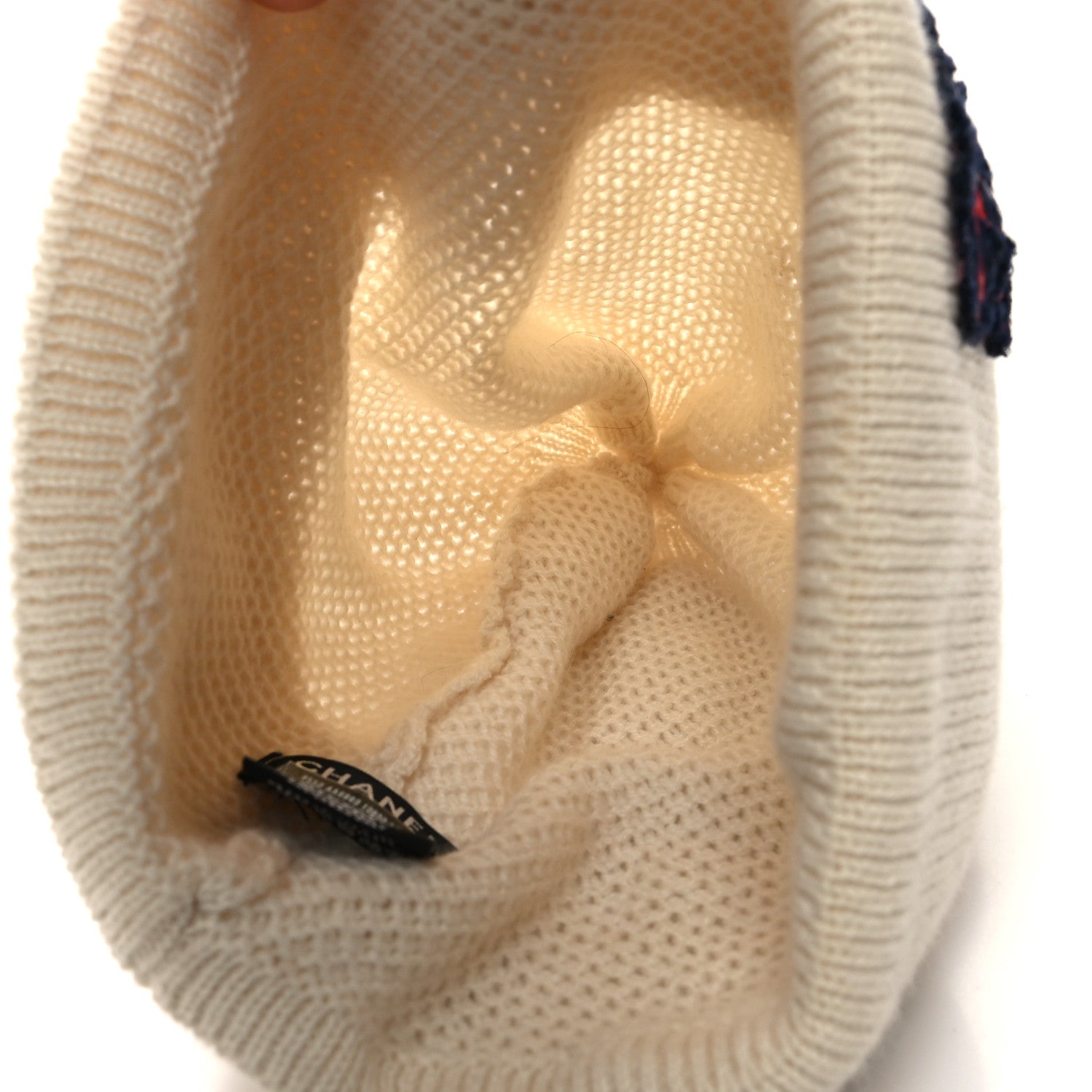 Chanel Cashmere CC Beanie Hat White Pink 3 of 4