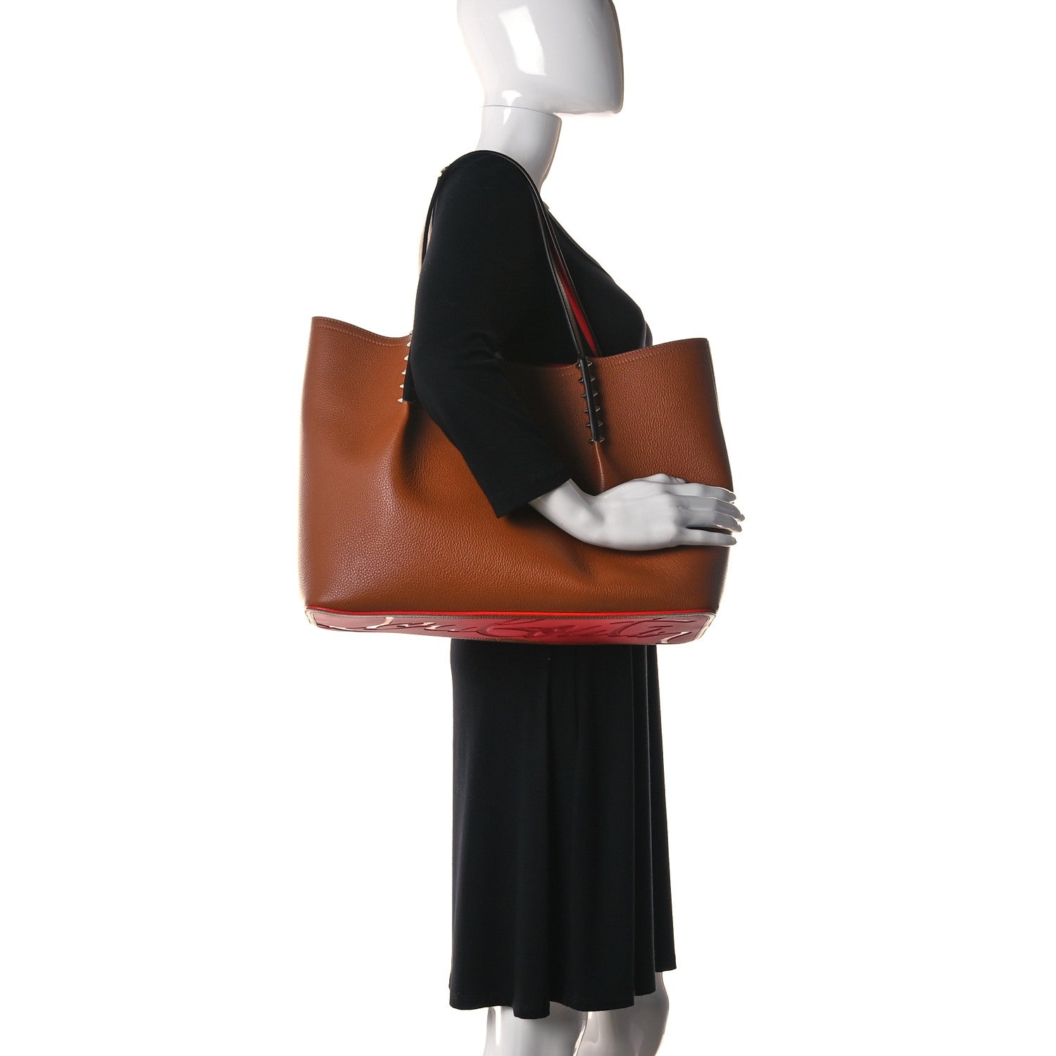 Christian Louboutin Calfskin Large Cabarock Spikes Tote Coconut 2 of 16