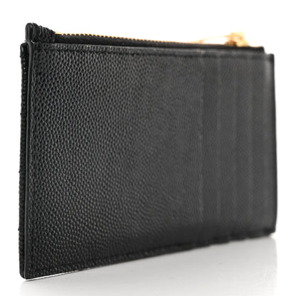 Saint Laurent Monogram Grain de Poudre 5 Fragments Zip Pouch Card Holder Black 3 of 8