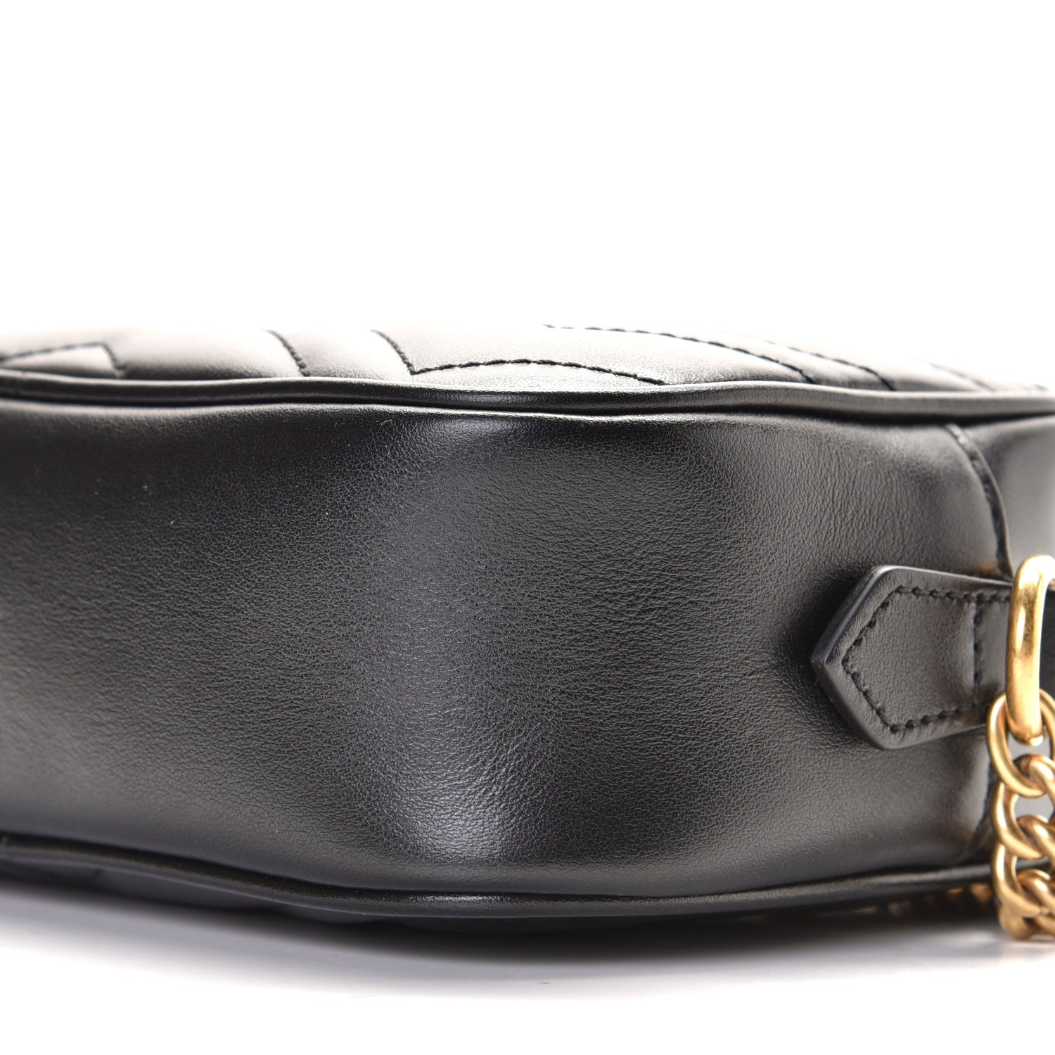 Gucci Calfskin Matelasse Mini GG Marmont Chain Shoulder Bag Black 9 of 10