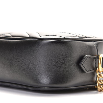 Gucci Calfskin Matelasse Mini GG Marmont Chain Shoulder Bag Black 9 of 10