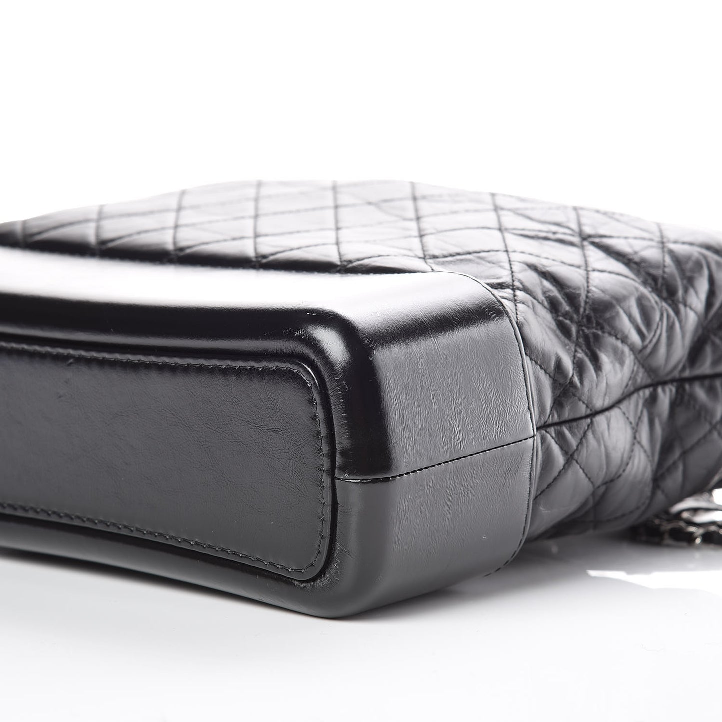 Aged Calfskin Quilted Large Gabrielle Hobo Black