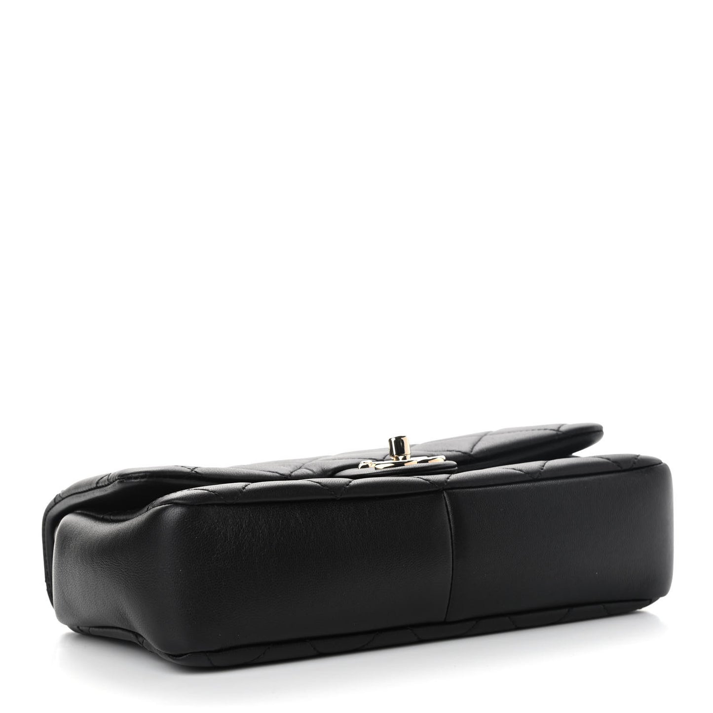 Lambskin Quilted Resin Bi-Color Chain Flap Bag Black