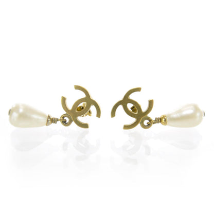 Chanel Pearl CC Dangle Clip On Earrings Gold 4 of 4