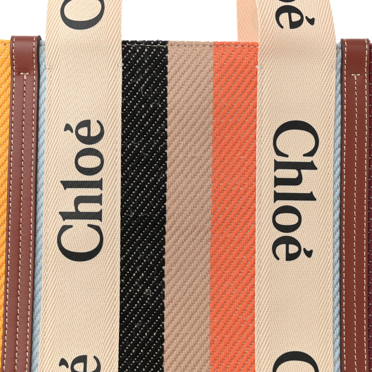 Chloe Cotton Calfskin Large Woody Striped Tote Multicolor 8 of 11