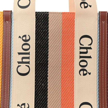 Chloe Cotton Calfskin Large Woody Striped Tote Multicolor 8 of 11